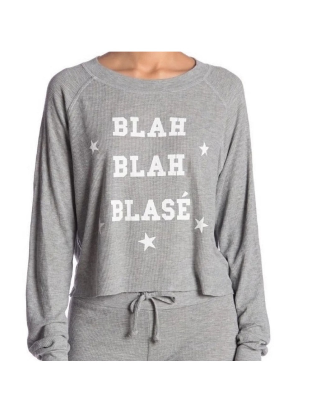 Wildfox Gray 'BLAH BLAH BLASÉ' Long Sleeve Cozy Top